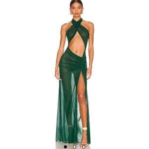 Kim Shui Emerald Backless Halter Dress